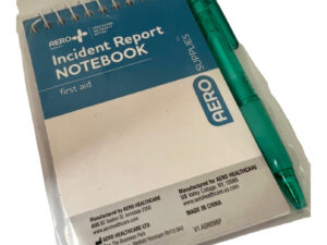 first aid notebook and incident report