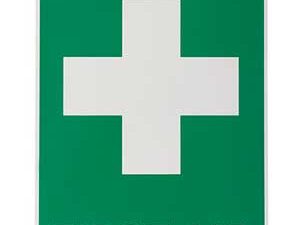 FIRST AID SIGN CROSS & FIRST AID 300X225MM METAL