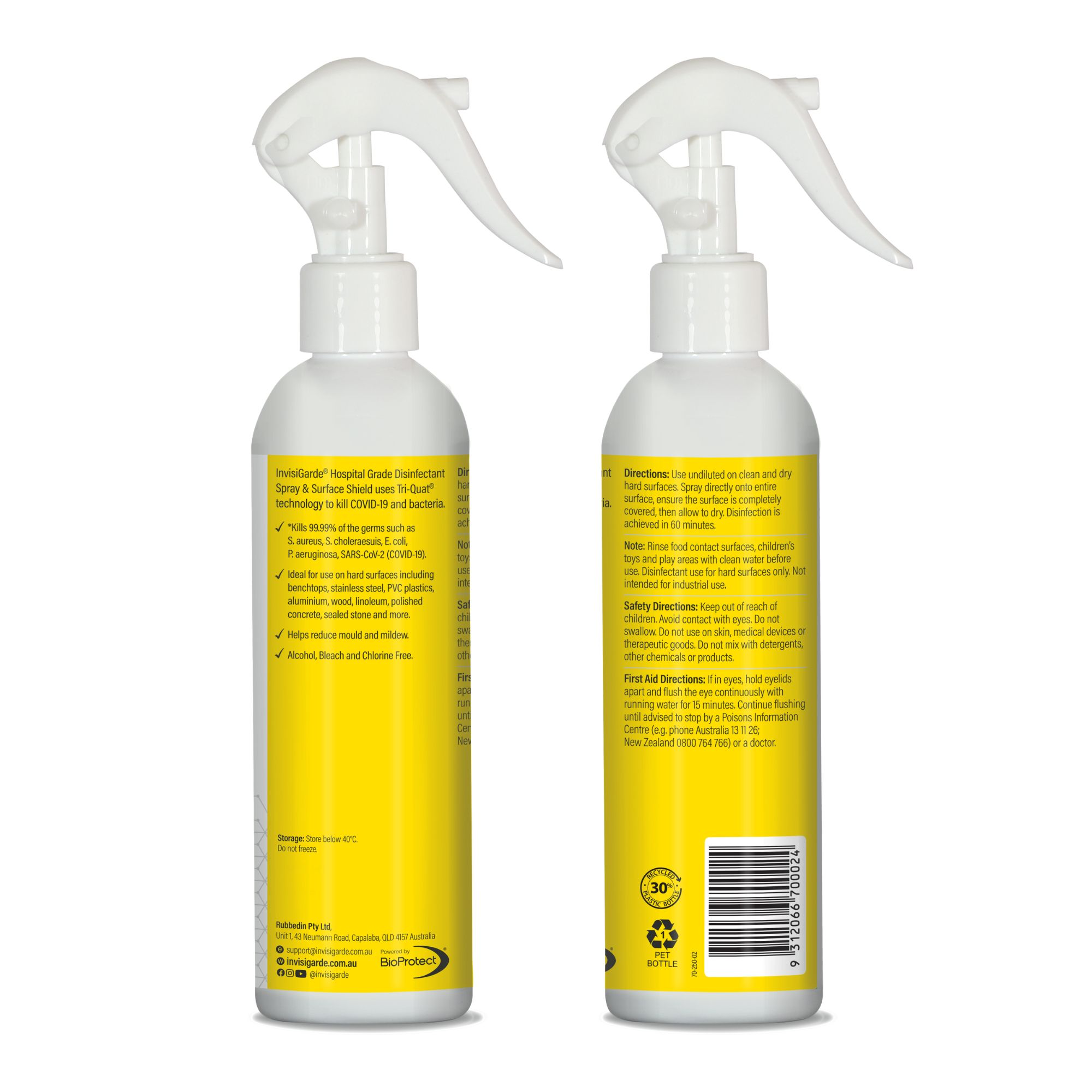 InvisiGarde® Hospital Grade Disinfectant and Surface Shield - 250ml 2 Australian made surface santiser